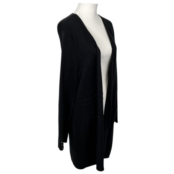 Talbots Long Knit Cardigan Woman's Size XL Petite Black Cotton Blend Open Front - Picture 4 of 10